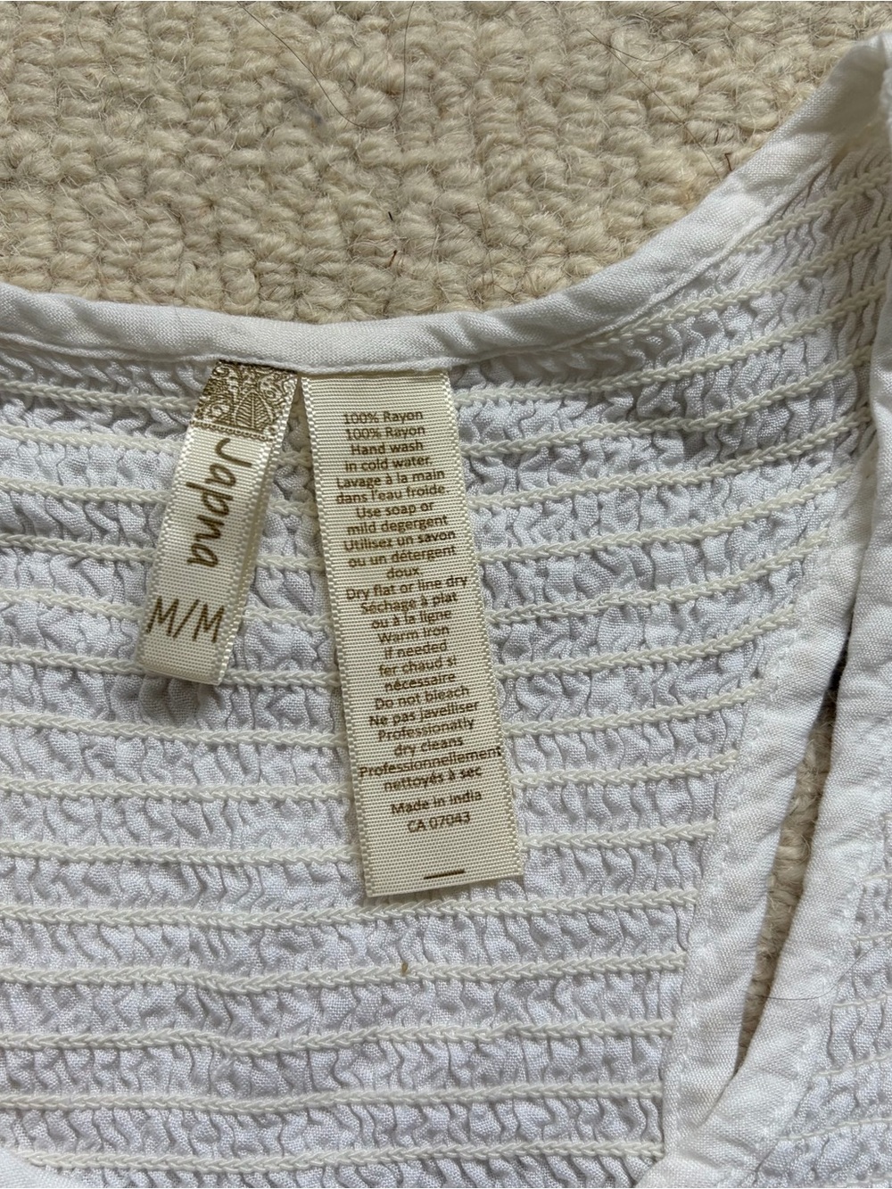 Japna White Textured Ruffle-Hem Tank Top - Picture 2 of 3